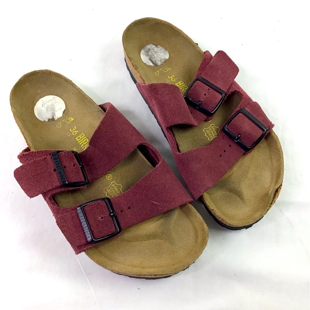 Birkenstock Arizona Sandal Soft Footbed Suede Leather Vermouth Red